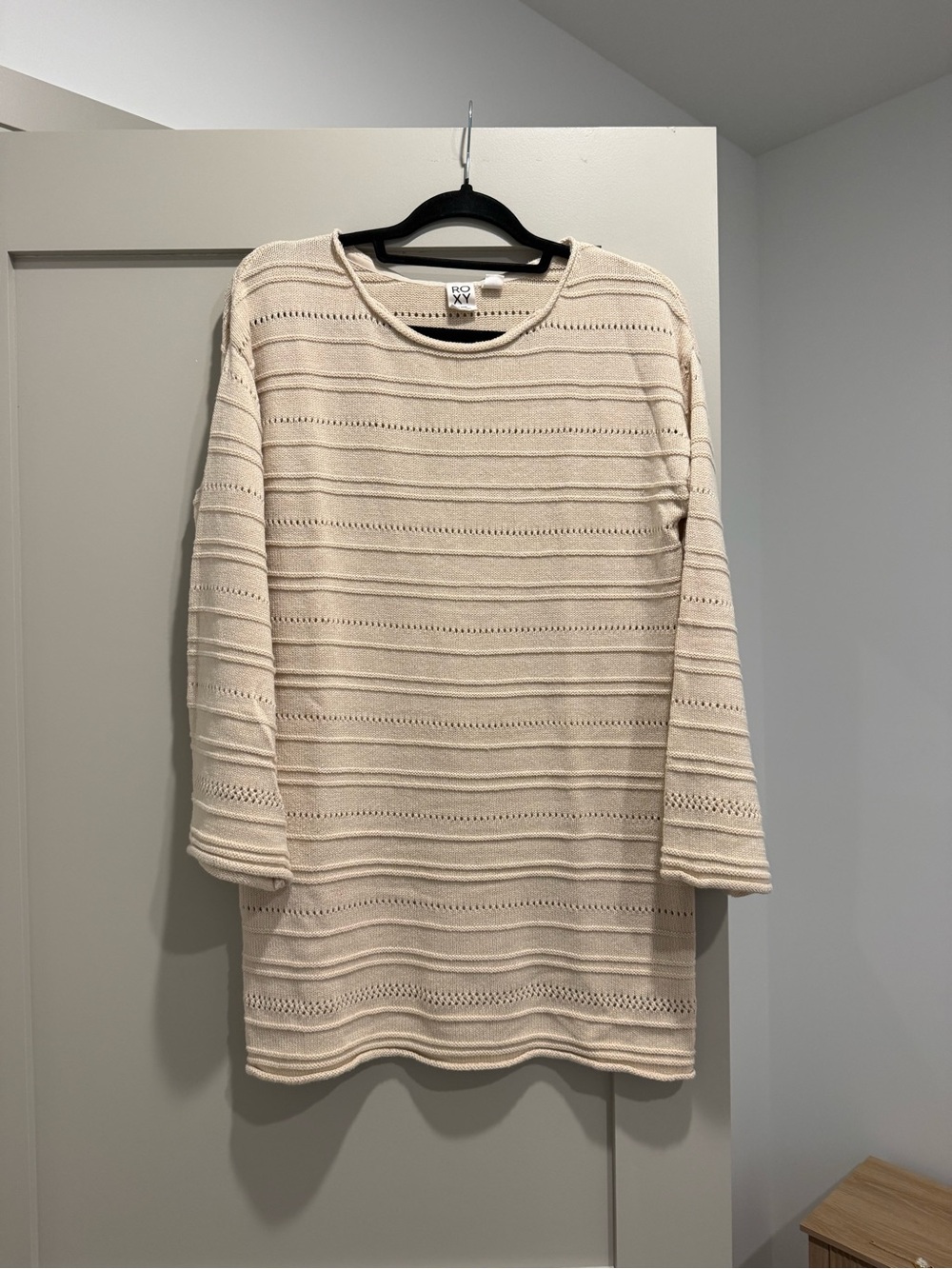 Roxy Cream Open-Knit Beach Coverup